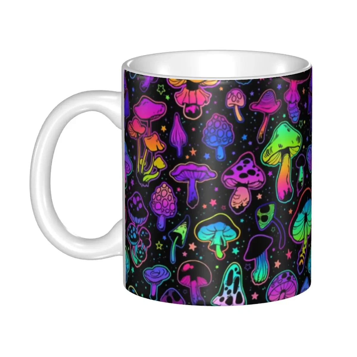 Personalized Magic Mushroom Moonrise Trippy Psychedelic Neon Pastel Goth Mug DIY Ceramic Milk Tea Coffee Cups