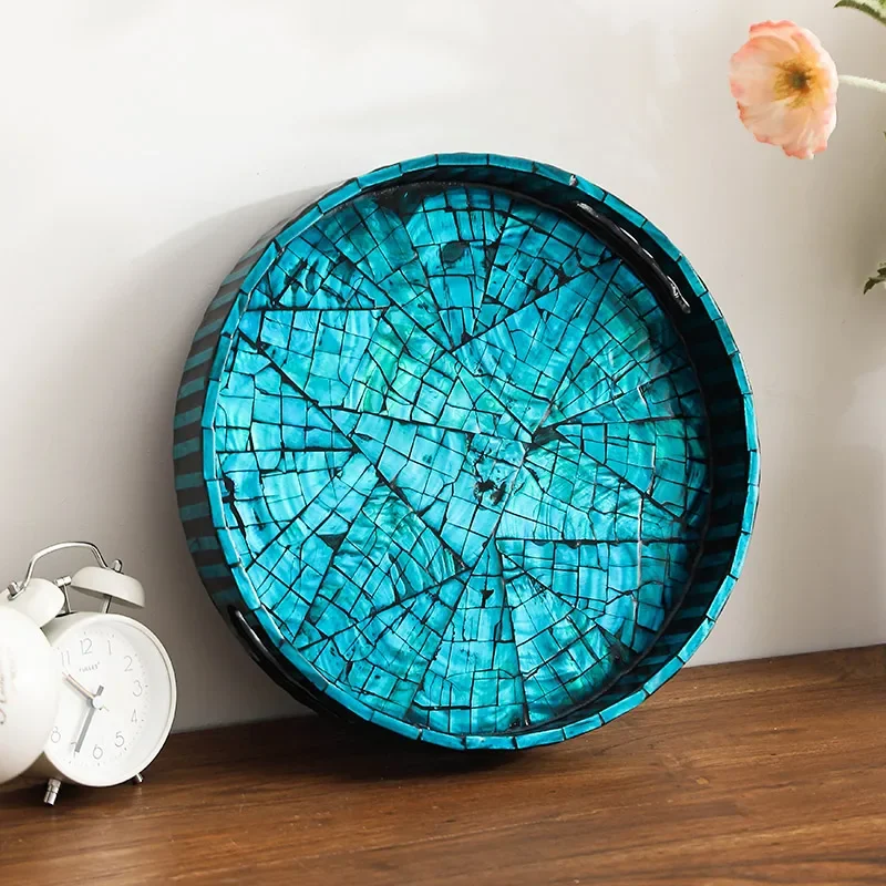 Nordic ins wind shell round tray light luxury home living room tea tray fruit  high-end storage