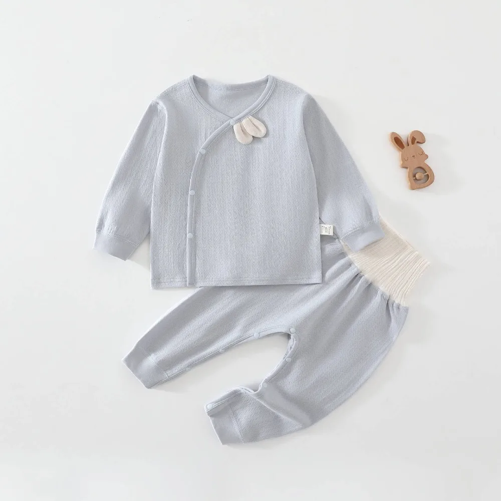 Autumn Baby Long Sleeved Shirt Long Pants 2-piece Set of Pure Cotton High-quality Home Clothes for Newborns Aged 0-18 Months