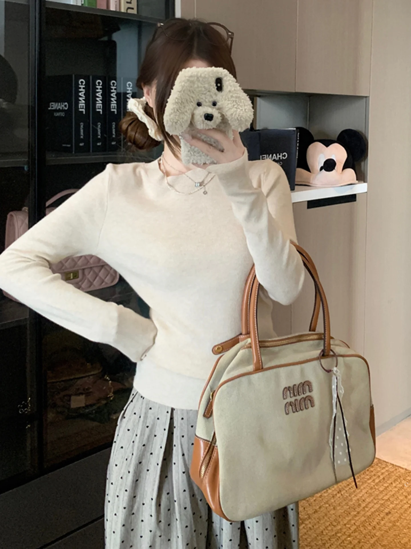 

Spring 2026 Women's Slim Fit Long Sve Base irt Inner Wear Knitted Top plus Size Comfortable Soft Korean Sle Commute Fa...