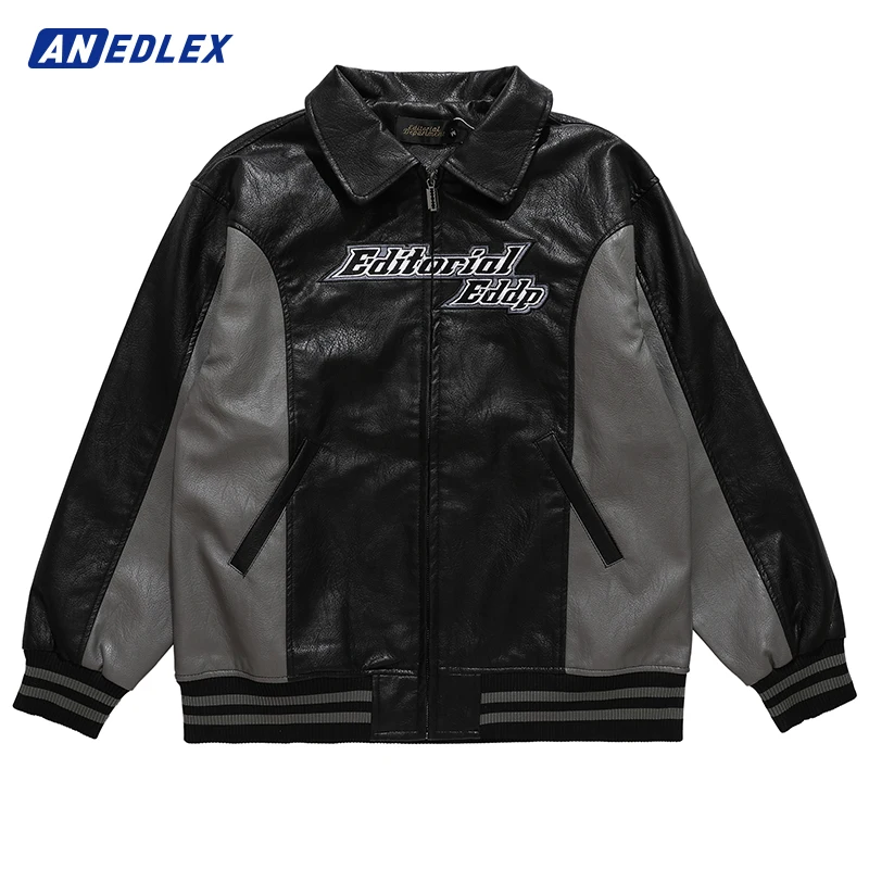 

2023 Spring Autumn New High Street Men's Pu Leather Jackets Lettere Embroidery Male Coats Casual Vintage Couple Jacket Coat