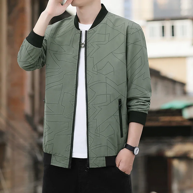 

Fashion Baseball Collar Men Jackets Outdoor Windproof Comfortable Male Coats Quality Solid Color Casual Jackets Trend All-match