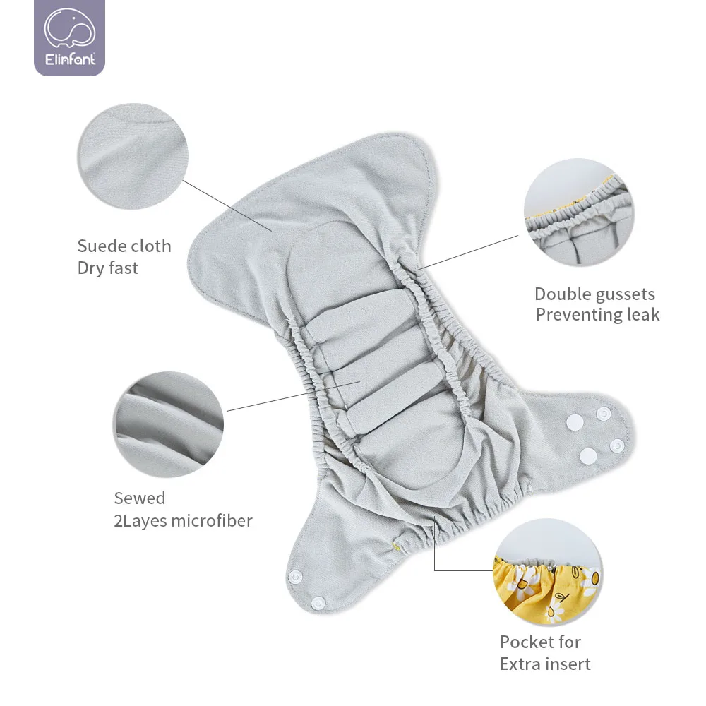 HappyFlute gambar Unicorn kain Suede Super lembut desain kancing dalam popok kain bayi baru lahir yang sangat tahan air & berpori