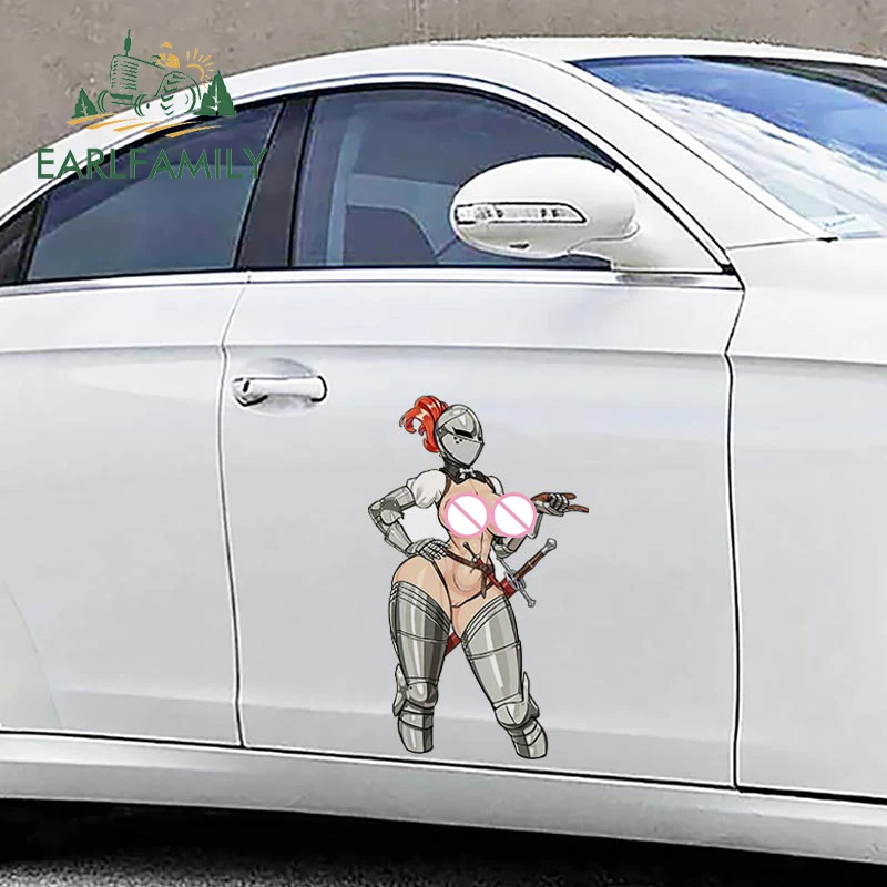 EARLFAMILY 43cm For Sexy Medieval Knight Thicc NSFW Car Stickers Anime Occlusion Scratch Decals Car Label Graffiti Decor