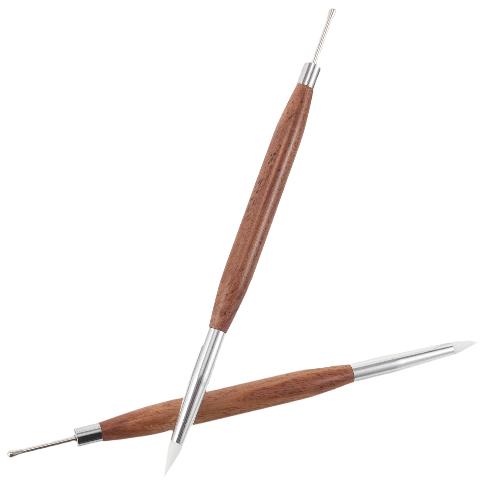 

2pcs Art Tools Dual Ended Sandalwood Handle For Gel Scraping Embossing Carving Precision Tip Japanese Craftsmanship Nail Art Pen
