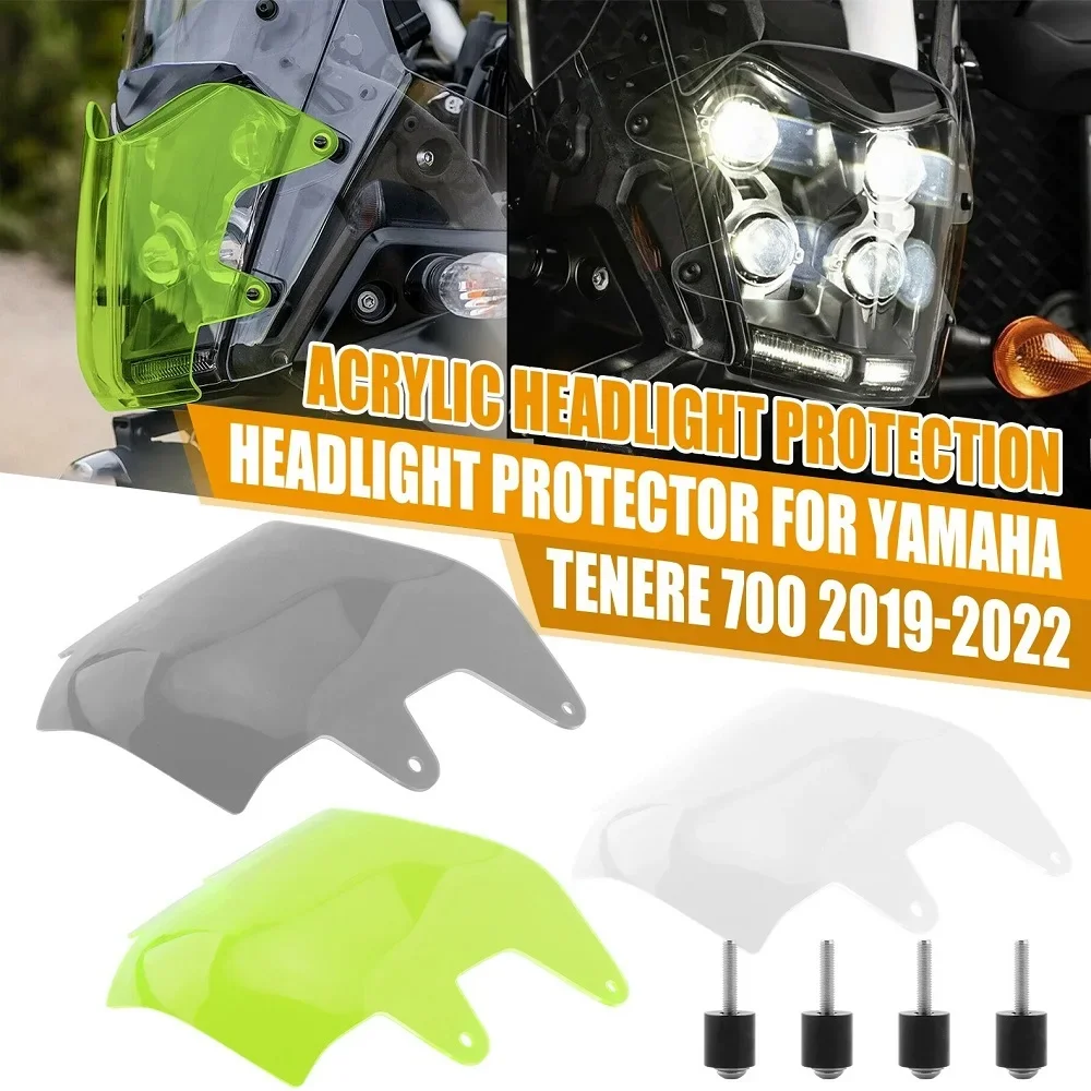 Motorcycle Acrylic Front Headlight Cover Shield Screen Lens Guard Deflector Protection For Yamaha Tenere 700 XT700Z 2019-2024