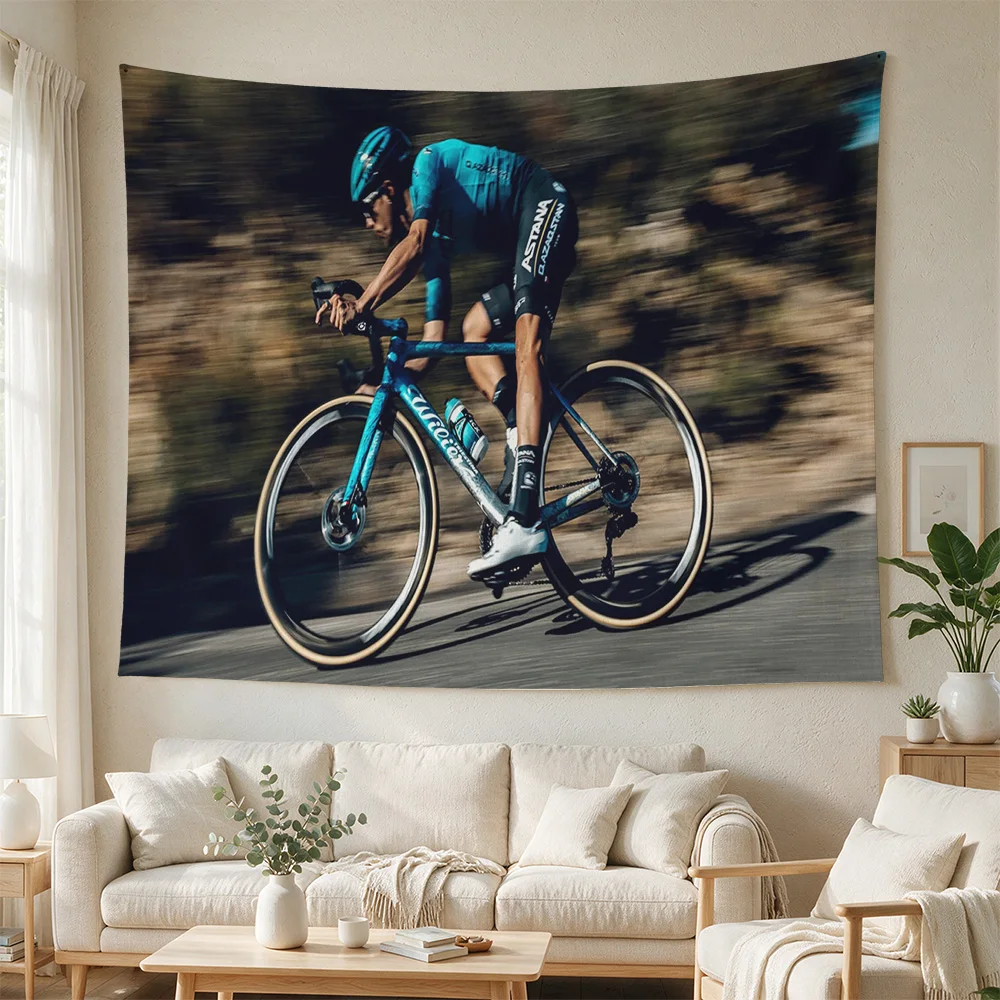 Vibrant Cycling Race Action Wall Tapestry Poster for Home Gym Sports Decor Cycling Fan Gift