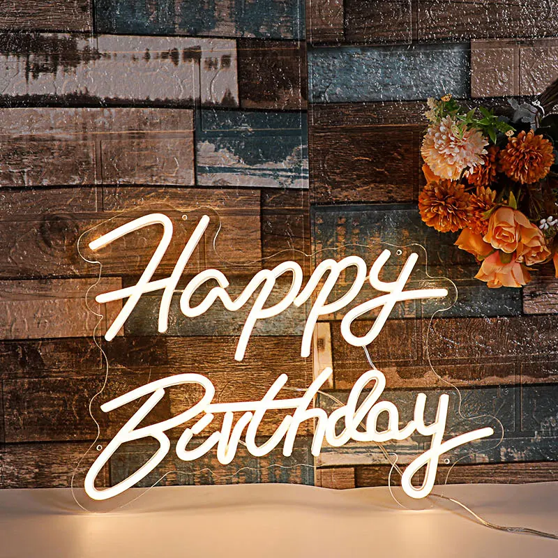 

Happy Birthday Neon Sign for Wall Decor Battery or USB Powered Oh Baby Let's Party Led Sign Reusable Happy Birthday Light