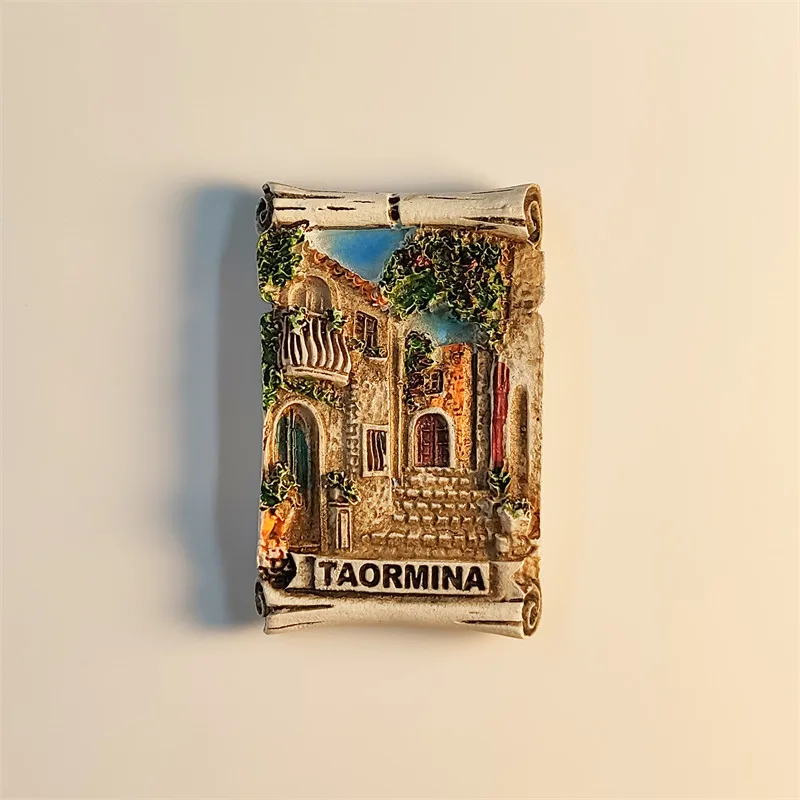 Taormina, Sicily, Italy Resin Painting Decorative Magnetic Fridge Magnet Resin Material