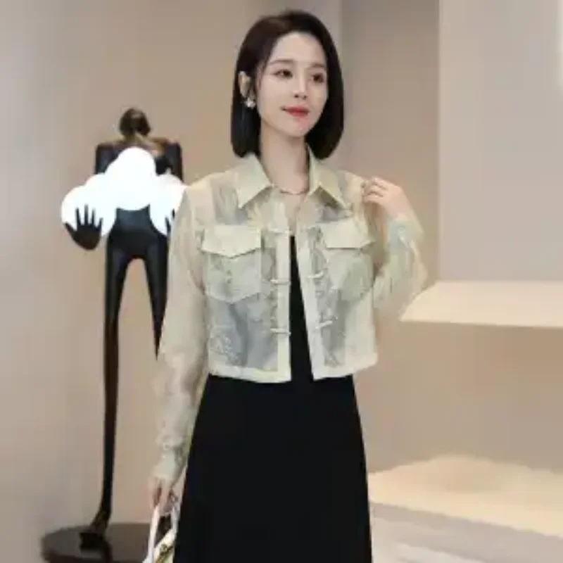 

Fashionable Women's Summer Clothing New Chinese Style Button-down Sun Protection Shirt Top