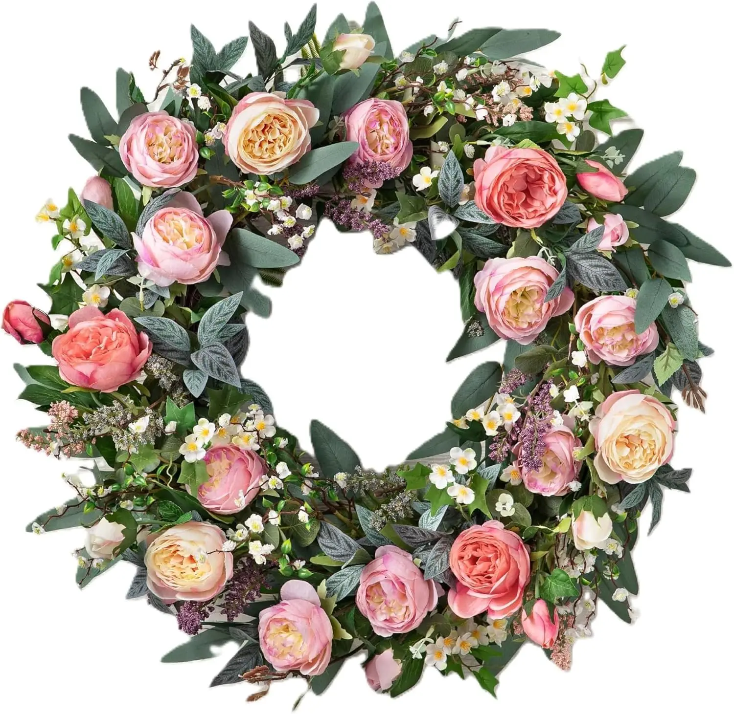 

Outdoor Provence Rose Spring & Summer Wreath - 28" Premium UV-Protected Floral Door Wreath for Front Door, Patio, & Garden