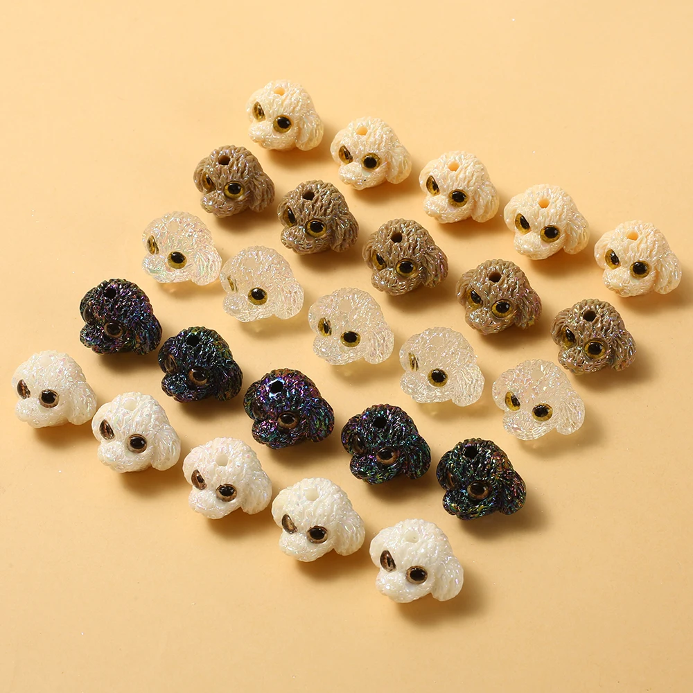 10Pcs Handmade Acrylic Spacer Beads 15x20mm Cartoon Cute Puppy Loose Beads For Jewelry Making DIY Necklaces Earring Accessories