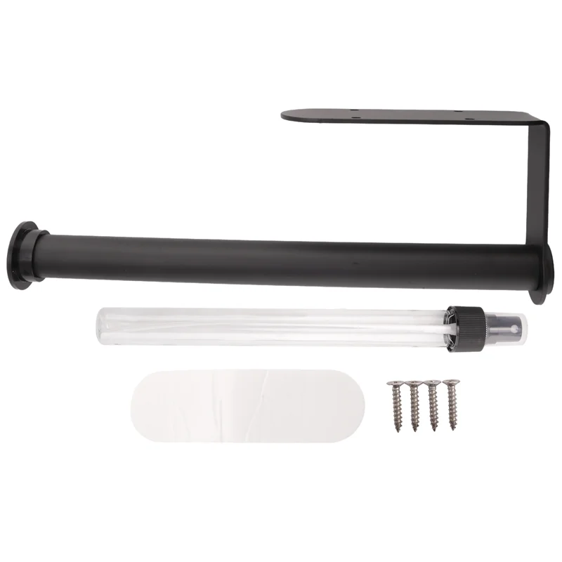 A44F-حامل تحت الخزانة، أسطوانة معلقة على الحائط للمطبخ والحمام (أسود)