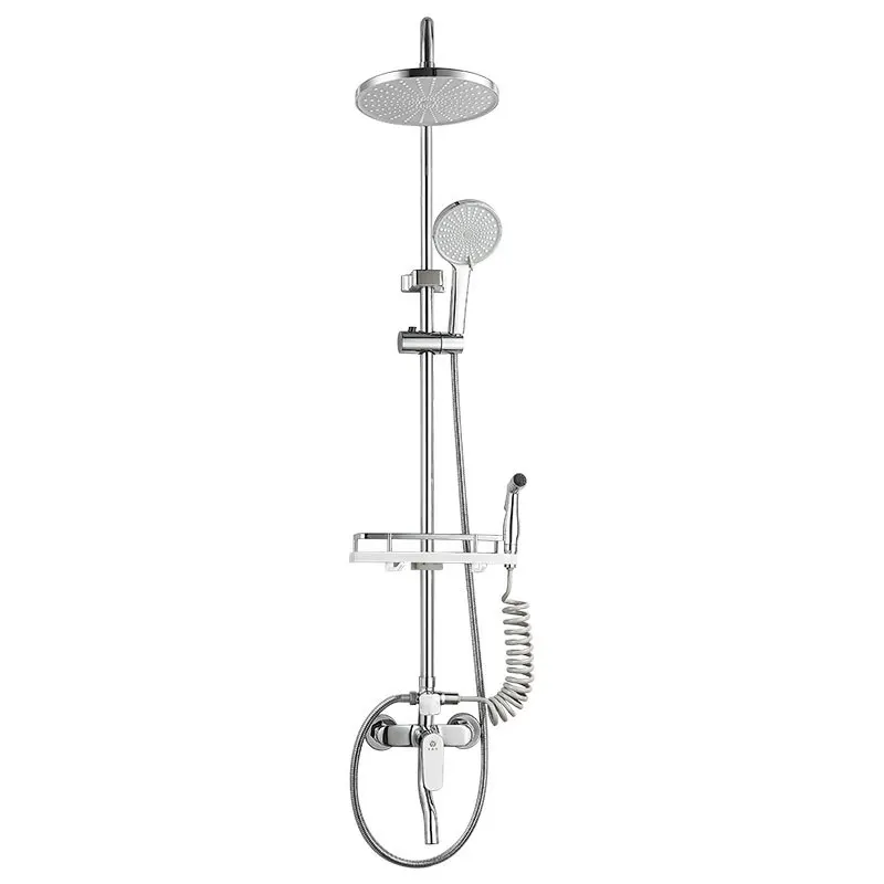 

Shower Set, Full Copper, Wall Mount, Sprinkler, Modern Chrome Silver