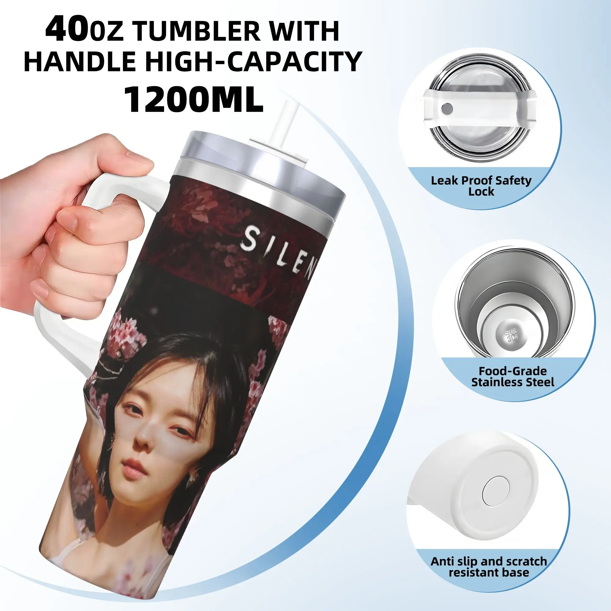 بهلوان من الفولاذ المقاوم للصدأ Shimizu Hinako Silent Hill F أكواب كوب مع القش المسافر المشروبات الساخنة زجاجة ماء إبقاء كوب الحرارة