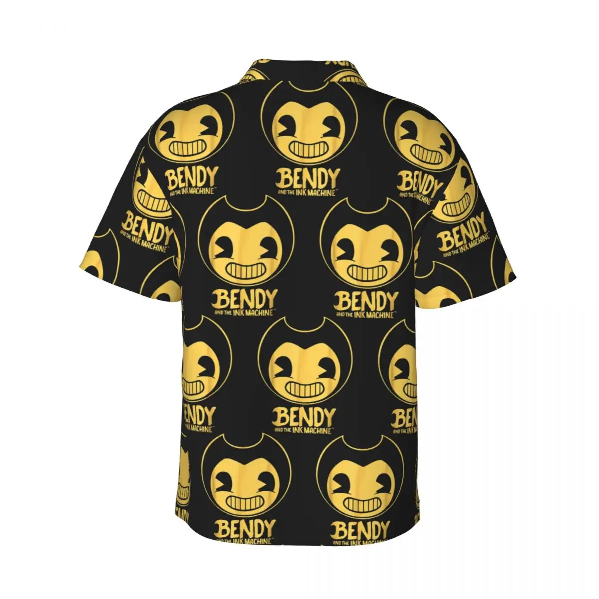 Bendy-Ink-Machine Men's Shirts Hawaiian Short Sleeve Shirt Funny Button Tops for Summer Beach