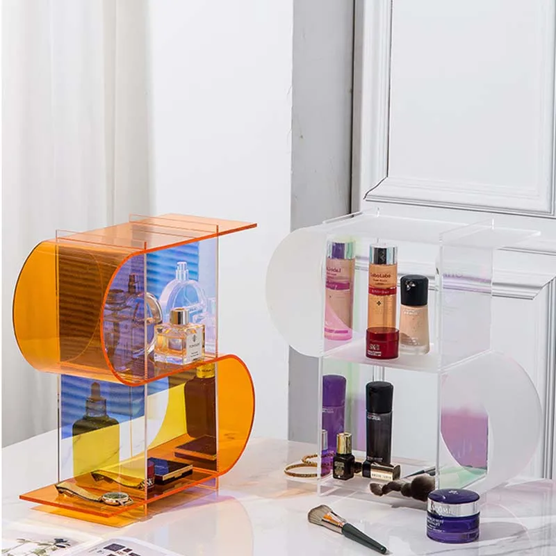 Colorful Acrylic Storage Bucks Dressing Table Cosmetic Skin Care Bedroom Desktop Perfume Makeup