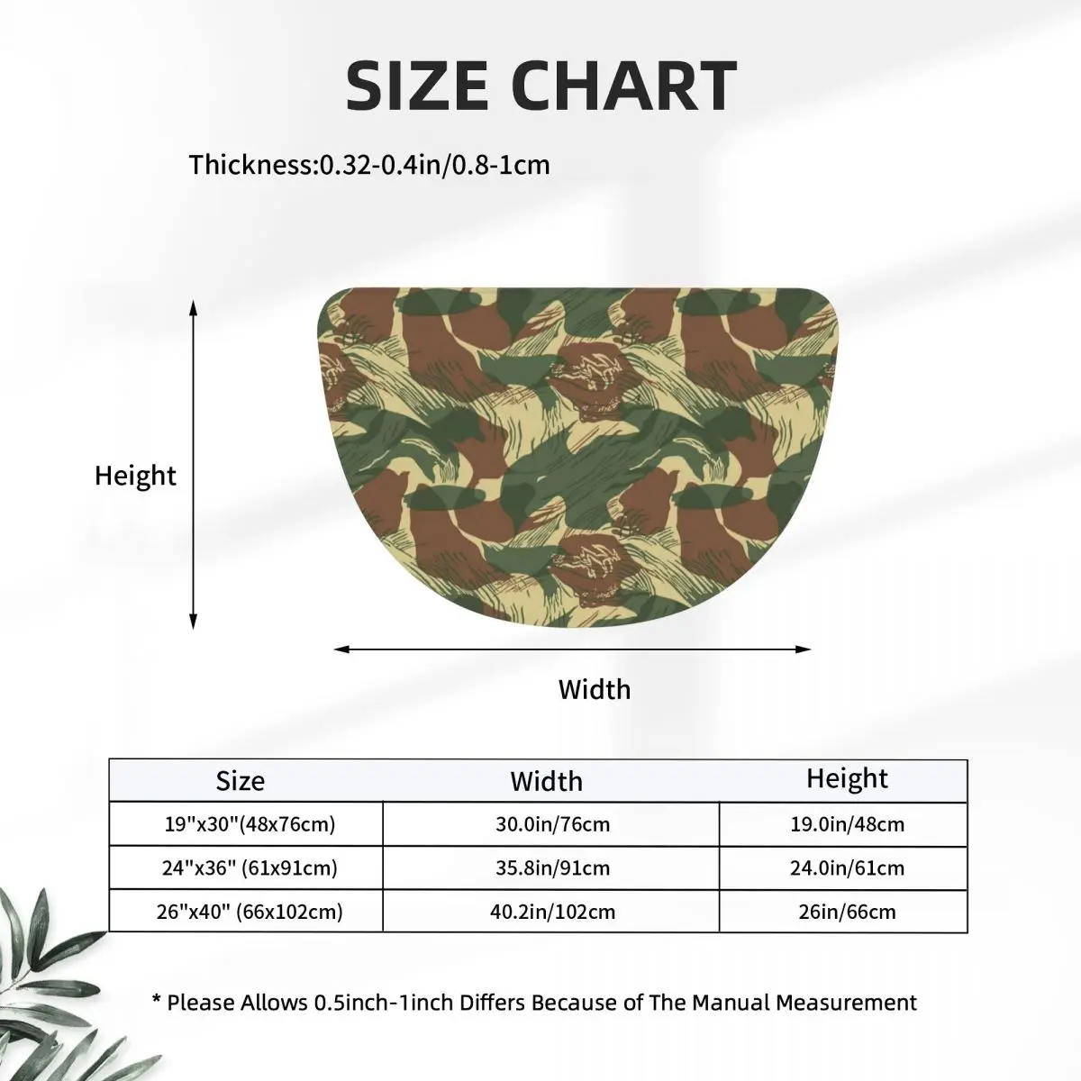 Rhodesian Brush Stroke Camouflage Soft Flannel Half Round Doormat Non Slip Bathroom Mat Absorbent Floor Carpet for Living Room