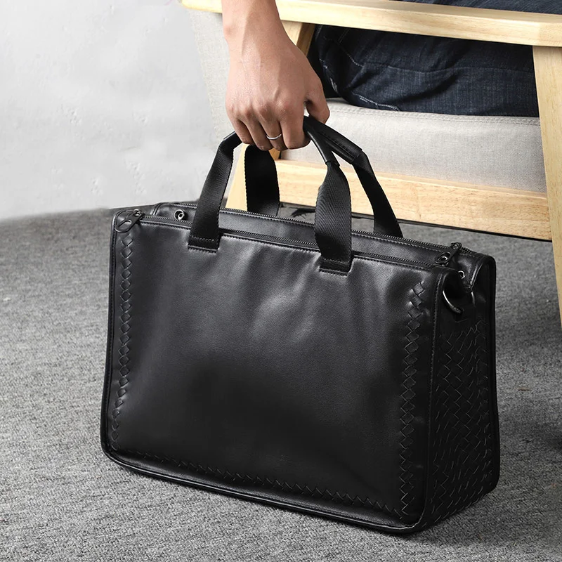 Imagem -02 - Maleta de Couro Genuíno para Homens Grande Bolsa de Negócios Mensageiro Masculino Bolsa para Laptop Carteira Totes 14