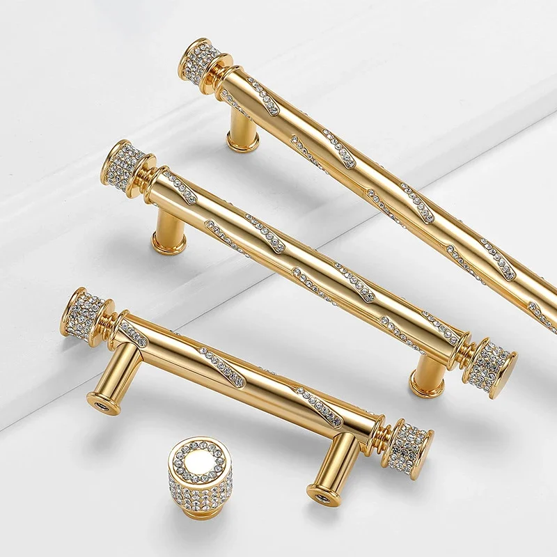 

Zinc alloy Handles Kitchen Gold handles bedroom Furniture Crystal handles Door knobs and handles for Drawers Knobs and pulls