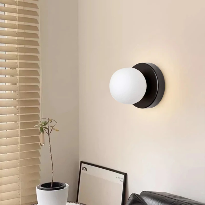 Nordic LED Wall Lamp Mini Glass Globe For Balcony Bedside Bedroom Corridor Washroom Decorative Indoor Lighting Fixtures