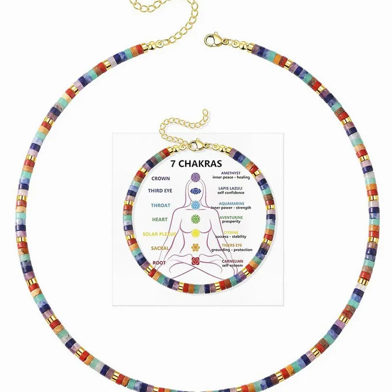 Colorful Bohemian Crystal Beaded Bracelet And Necklace Jewelry Set 2 Pieces 4*2mm Cylinder Beads For Women Gift