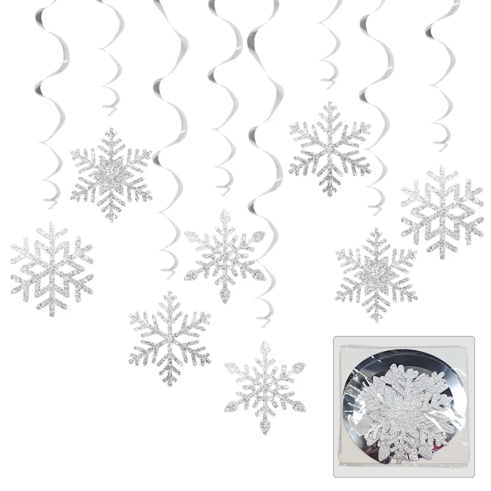 8pcs Ceiling Streamers Christmas Snowflake Streamers Snowflake Vortex Snowflake Snowflake Hanging Ornament Swirl