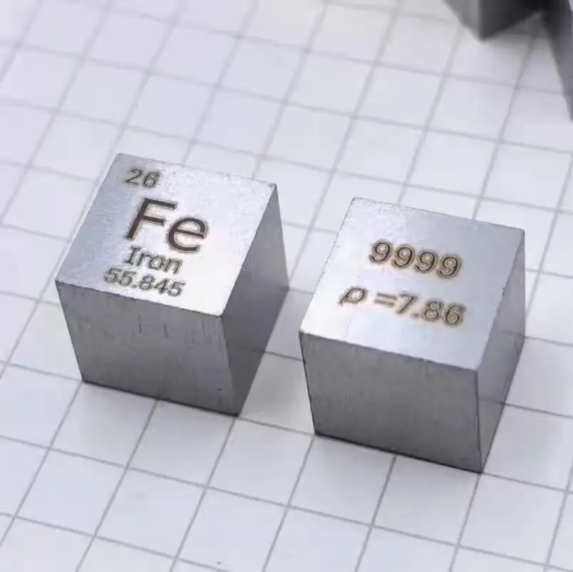 High Purity 4N Iron Cube Fe Metal Element Cube 10mm 25.4mm For Chemistry Collection Science Teaching Specimen