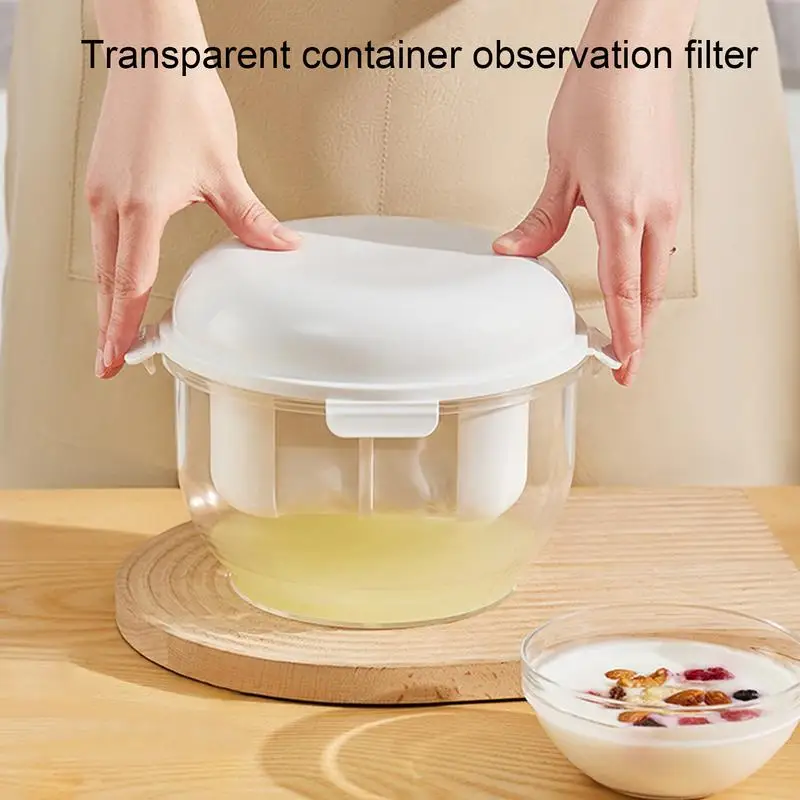 Yogurt Strainer Yogurt Whey Separator Transparent Reusable Yogurt Soybean Milk Cheese Whey Separator Water Drain Kitchen Gadget