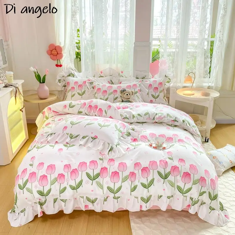 Floral Print Bedding Set with Pillowcases, Duvet Cover Sets, Quilt and Comforter, Bedroom Decor, New Style