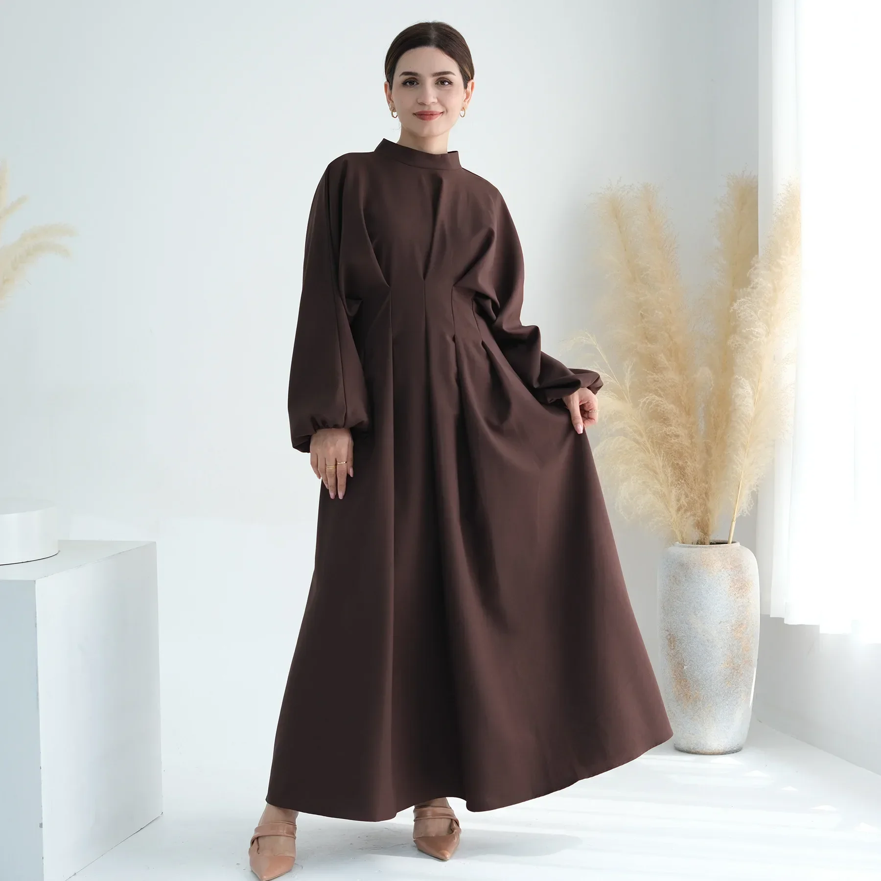 Elegant Muslim Dress Ramadan Pleated Abaya for Women Slim Waist Long Dress Islamic Clothing Muslim Eid Party Dresses Hijab Robe