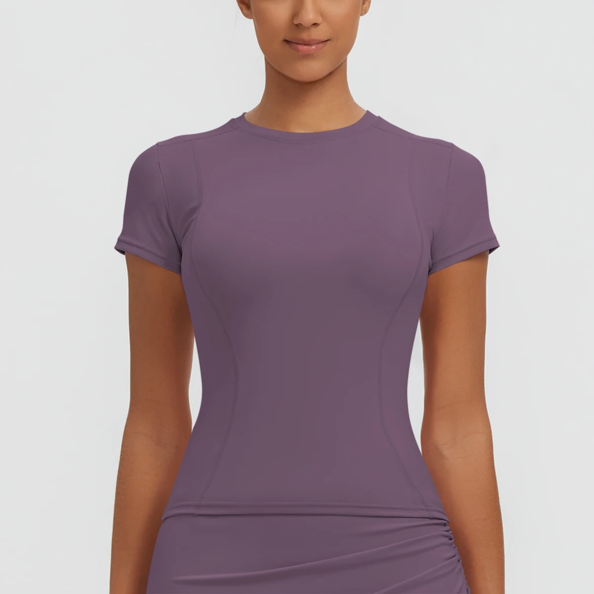 Neues Damen Sommer Yoga Kurzarm T-Shirt Lauf- und Radsport Einfarbiges Schnelltrocknendes Workout-Oberteil Enganliegend Atmungsaktive Yoga-Kleidung – Detail 32