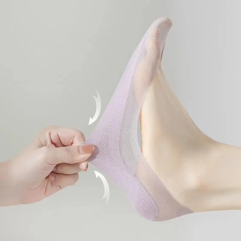 Ship Socks Ultra-thin Shallow Mouth Invisible Socks Cotton Sole Silicone Anti Slip Non Falling Heel Socks High-heeled Shoes