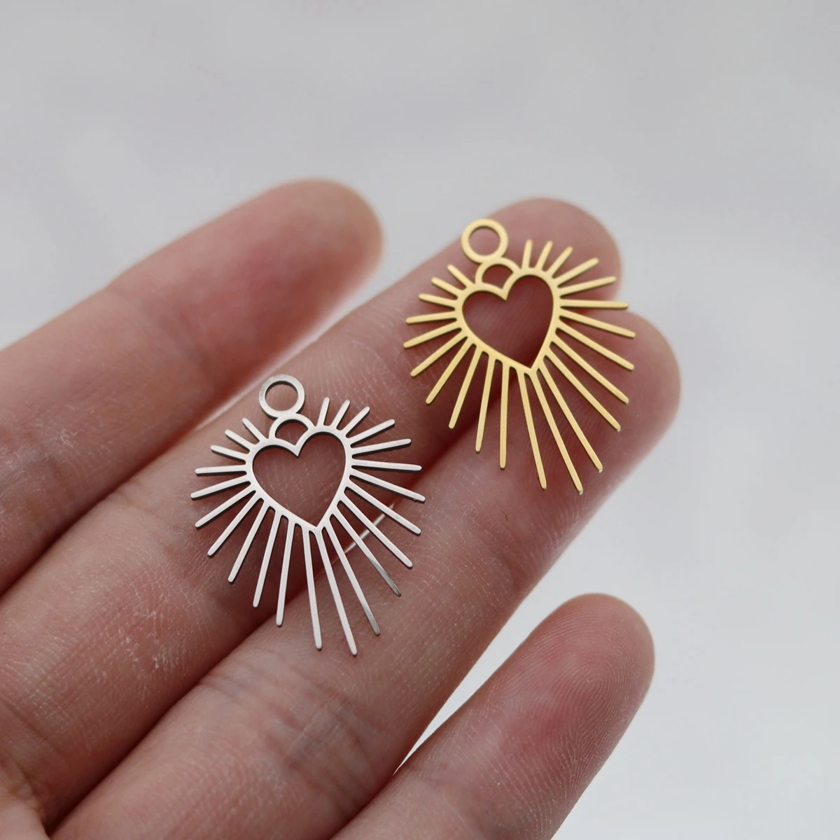 3pcs Geometric Heart Sun Pendant Bohemian Stainless Steel Charms Necklace Earrings Jewelry Making Supplies Lover Gifts