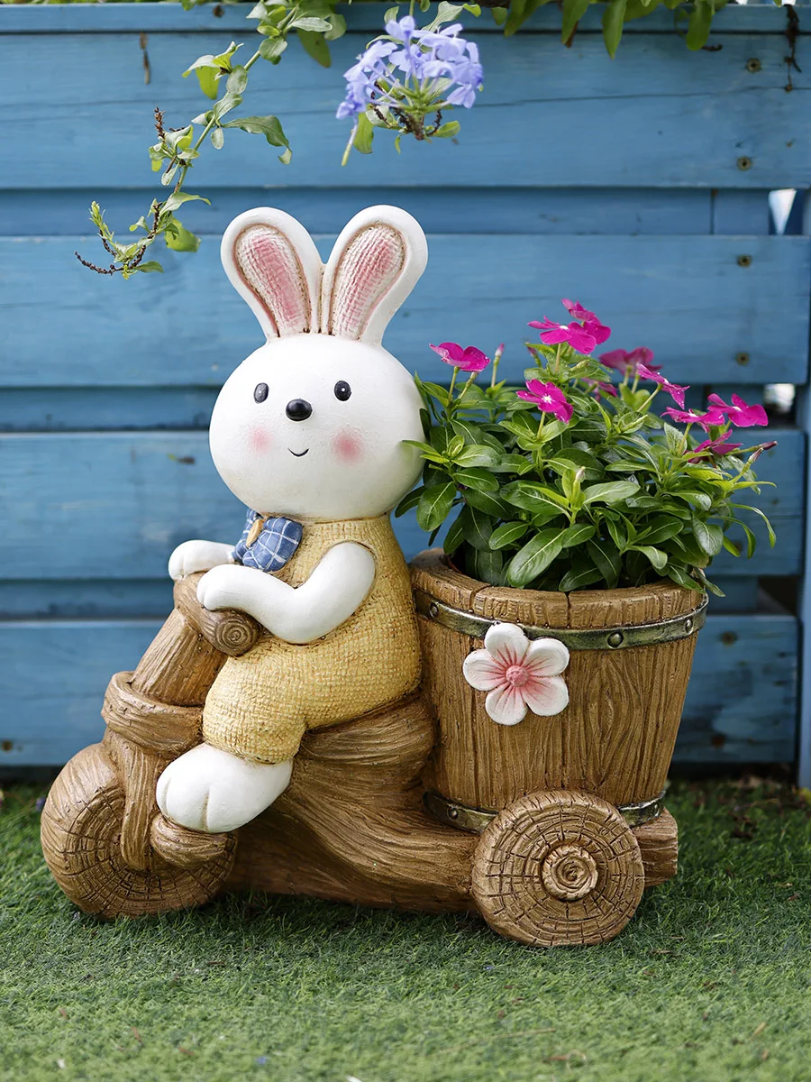 Garden cartoon rabbit flowerpot balcony garden new year decorations animal gardening outdoor landscape layout