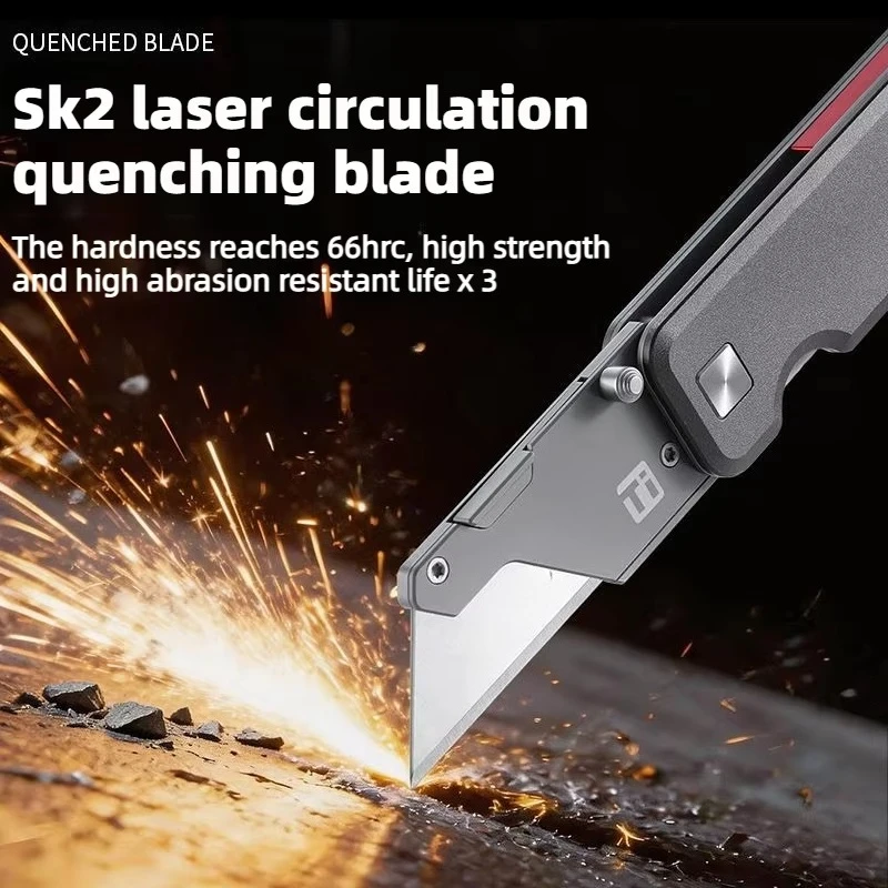 JINLI Titanium Alloy Folding Utility Knife with 10 Blades EDC Box Cutter