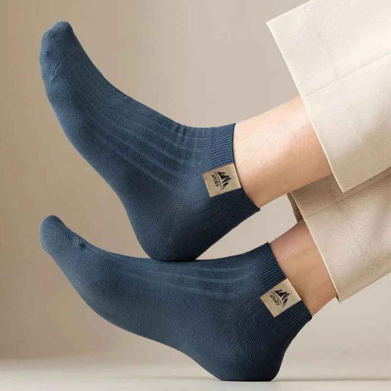 5 أزواج من الجوارب الرجالية البسيطة المريحة والقابلة للتنفس، جورب كاحل ناعم منخفض القطع عالي الجودة ممتص للعرق بلون سادة للرجال #6
