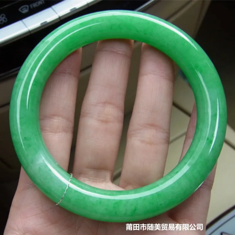 Burmese bracelet for women, natural ice jadeite with a emerald luster, delicate round bar, full green and bright gr