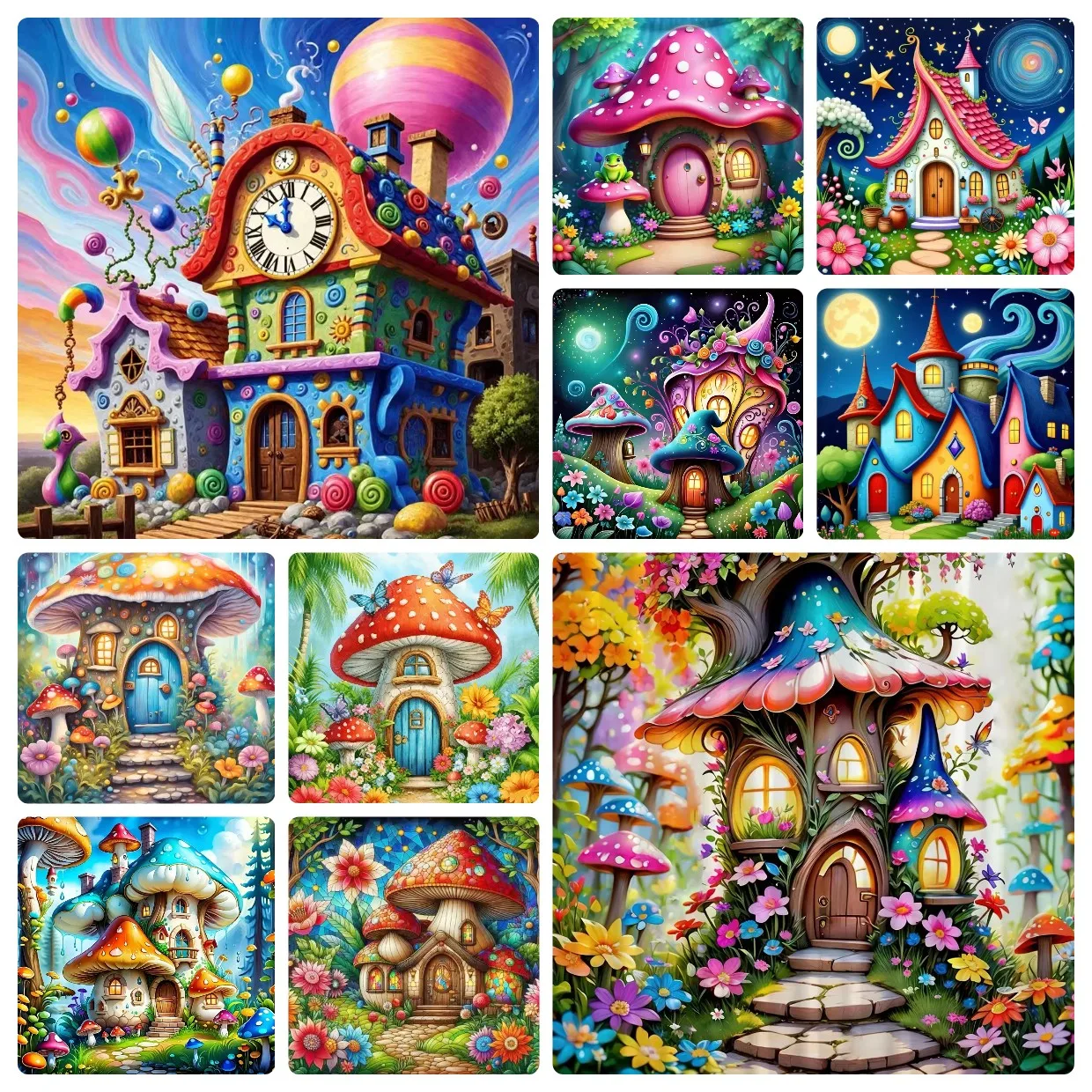 Photo Mosaic Print - Diamond Painting Cartoon House Landscape Full
