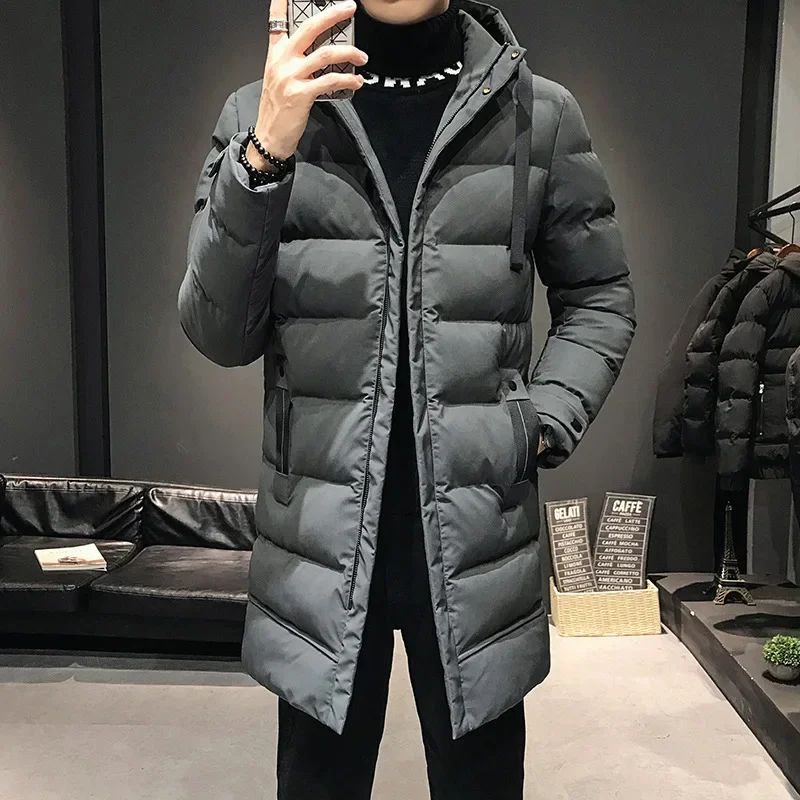 Men Long Down Jackets Winter Coats Chaquetas Hooded Casual Winter Parkas High Quality Male Green Warm Parkas Coats Size 4XL