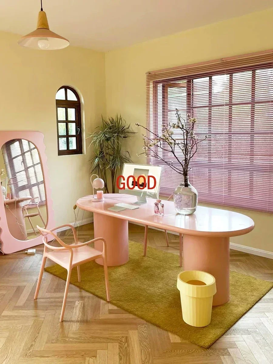 

Table oval pink workbench modern minimalist