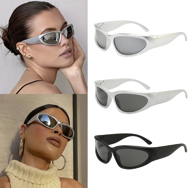 New Sports Steampunk Y2K Sunglasses Women Punk Goggle Sun Glasses Men Silver Mirror Shades Fashion Cycling Sunglasses Очки