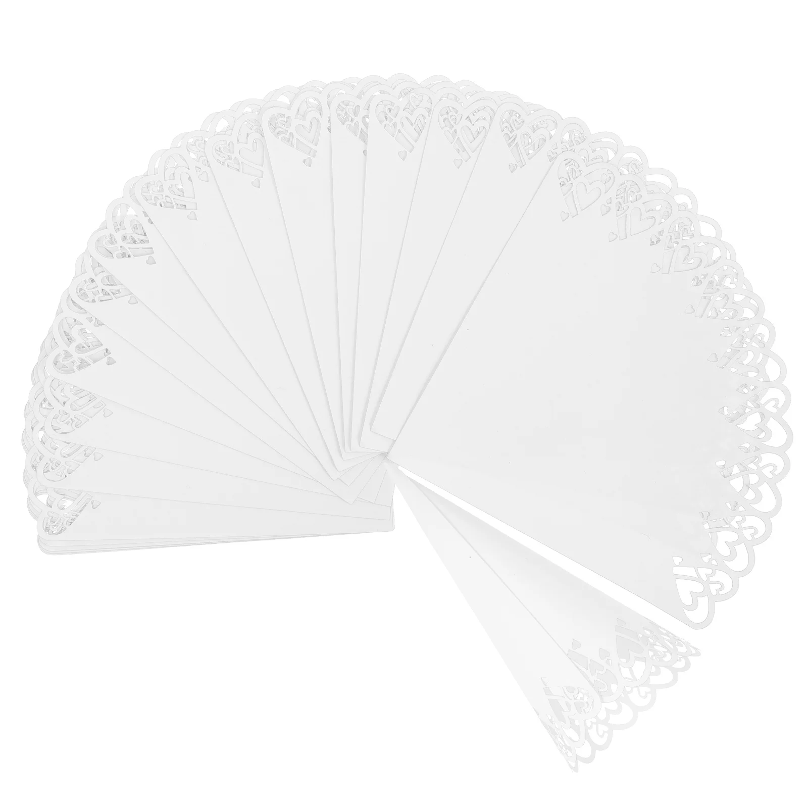 20 Buah Kerucut Pernikahan Putih Desain Berongga Potongan Laser Pita Dua Sisi Tempat Kelopak Elegan Dekorasi Prasmanan Pesta