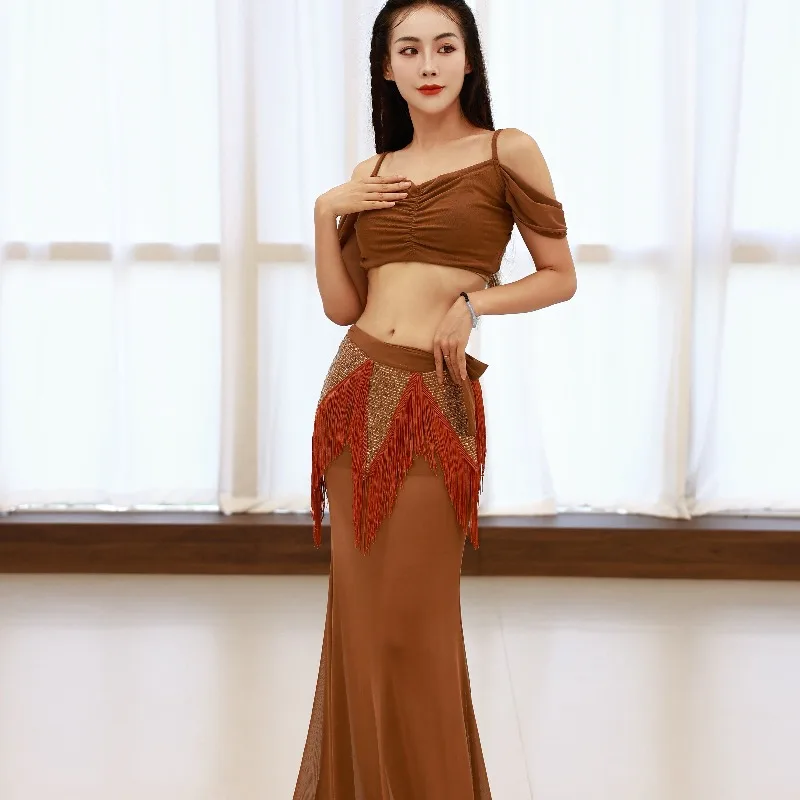Customized Belly Dance Costumes Advanced Performance Set Dress Sexy Temperament Class Dress Tassel 3pcs