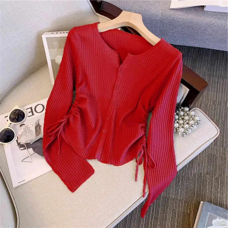 Women's Autumn Cardigan Sweater V-Neck Slimming Long Sleeve