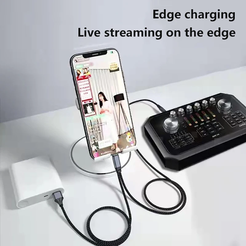 3in1 Type-C To USB OTG Living Sound Card Cable Fast Charging Power Bank Adapter For Lightning For ICON For Iphone Connector