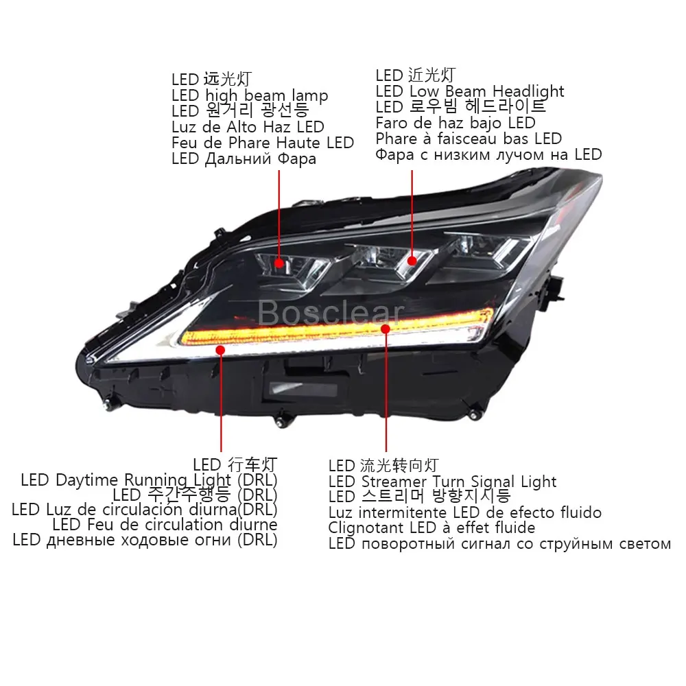 for Lexus RX RX200T RX300 RX350 RX450 2016 2017 2018 Headlight Assembly 3-Eye Headlamps LED Daytime Running Turn Signal Lights