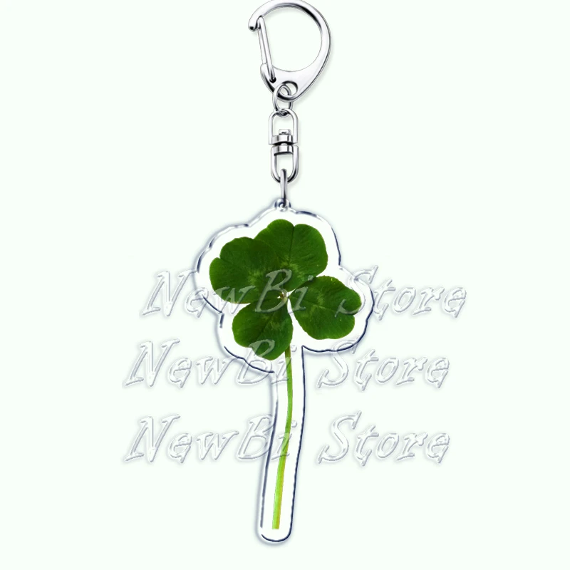 Hot Four Leaf Green Plant Lucky Clover Keychains for Accessories Bag Irish Luck Shamrock Keyrings Jewelry St Patricks Day Gifts