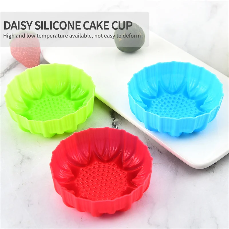 Silicone Chrysanthemum Cupcake Liners Reusable Baking Cups Nonstick Easy Clean Pastry Muffin Molds