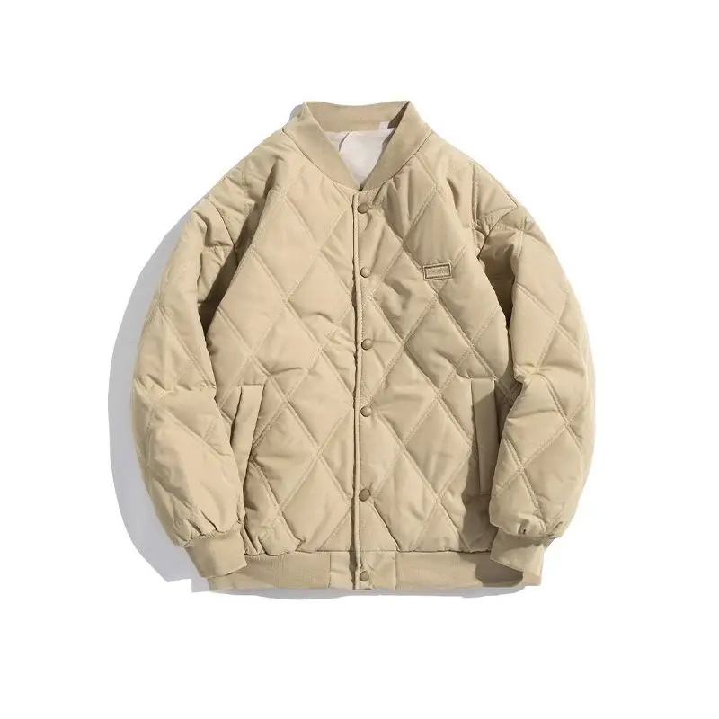 

Зимнее хлопковое джатовое пальто в стиле ретро с ромбовидным узором в американском стиле, мужское бейсбольное пальто в стиле ретро, подходит для пары из полиэфирного волокна